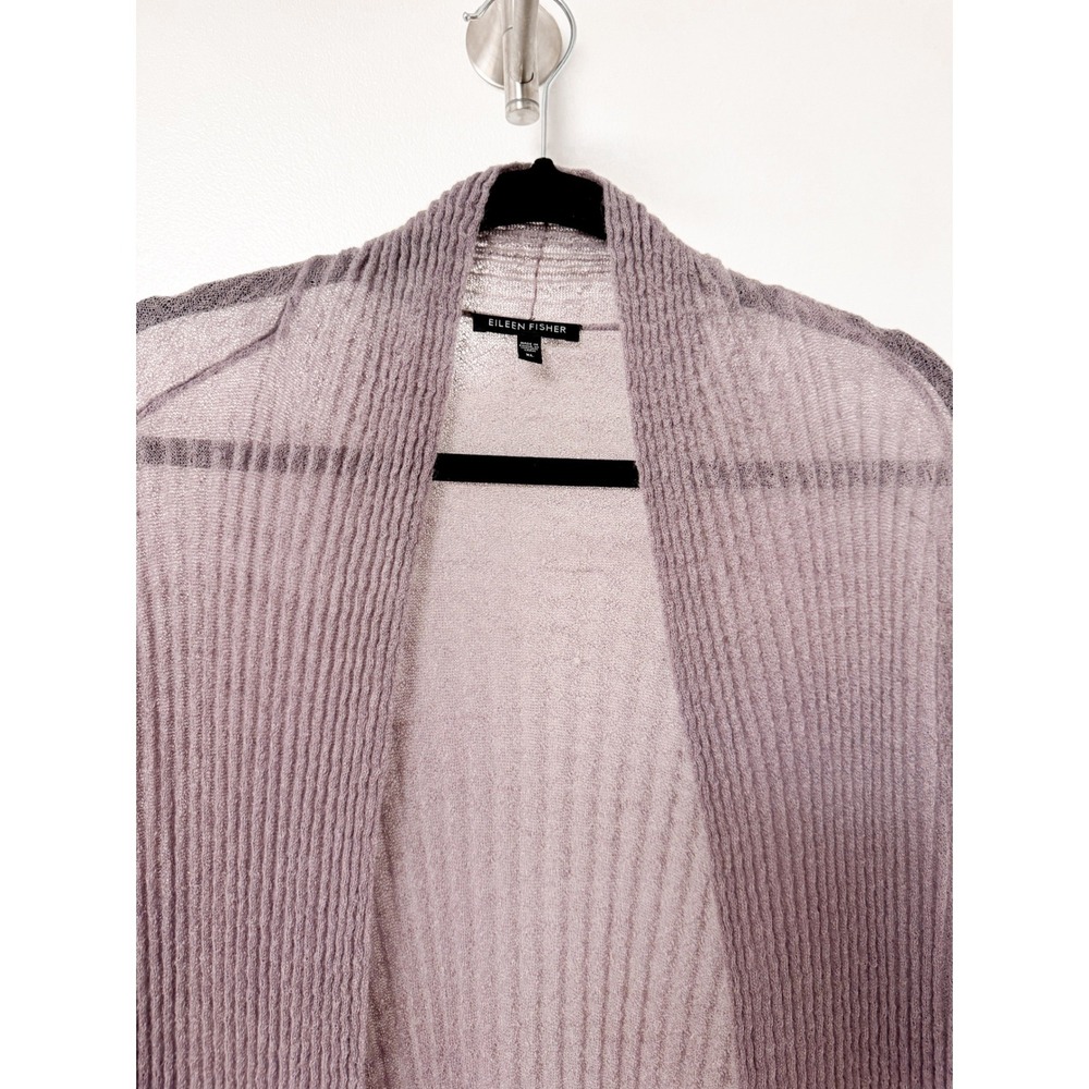 Eileen Fisher XL Mohair Blend Ribbed Longline Duster Cardigan Lavender Italian - Picture 4 of 8
